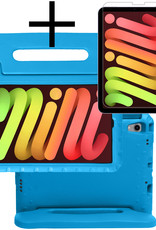 NoXx Hoesje Geschikt voor iPad Mini 6 Hoesje Kinderhoes Shockproof Hoes Kids Case Met Screenprotector - Blauw