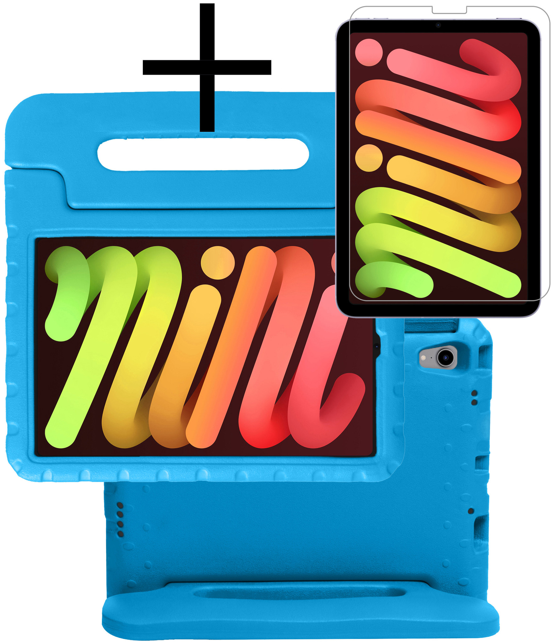 NoXx Hoesje Geschikt voor iPad Mini 6 Hoesje Kinderhoes Shockproof Hoes Kids Case Met Screenprotector - Blauw