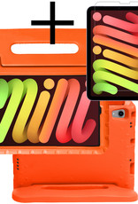 NoXx Hoesje Geschikt voor iPad Mini 6 Hoesje Kinderhoes Shockproof Hoes Kids Case Met Screenprotector - Oranje
