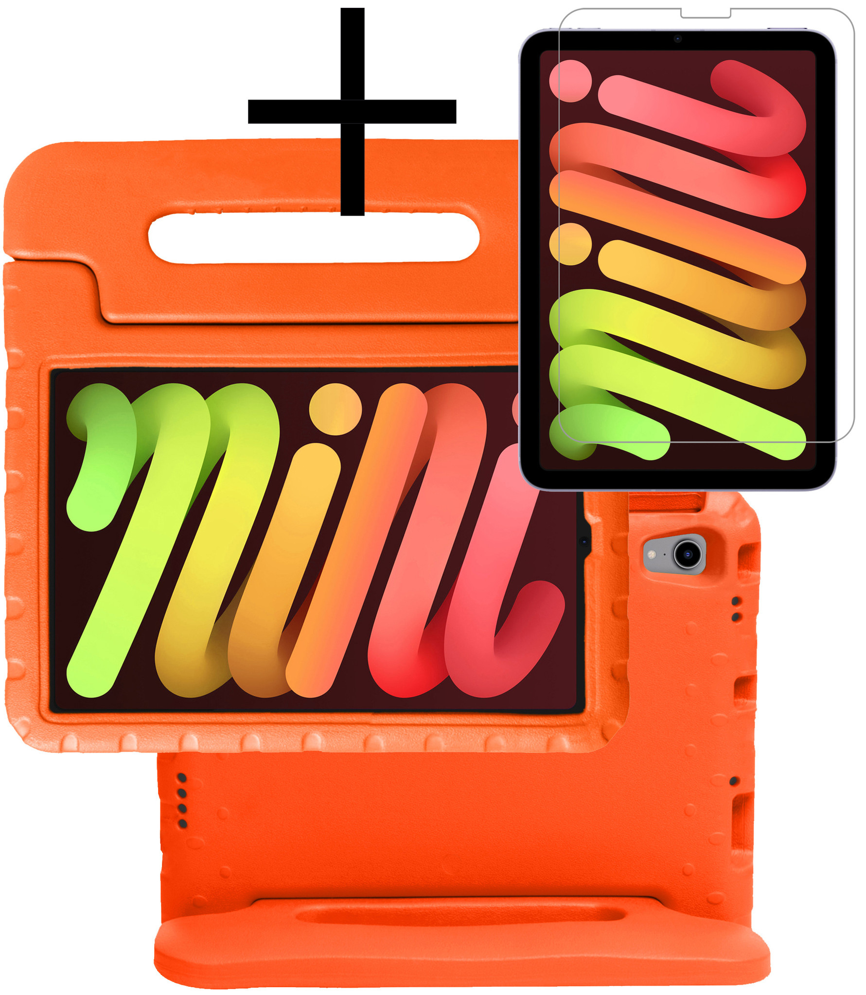 NoXx Hoesje Geschikt voor iPad Mini 6 Hoesje Kinderhoes Shockproof Hoes Kids Case Met Screenprotector - Oranje