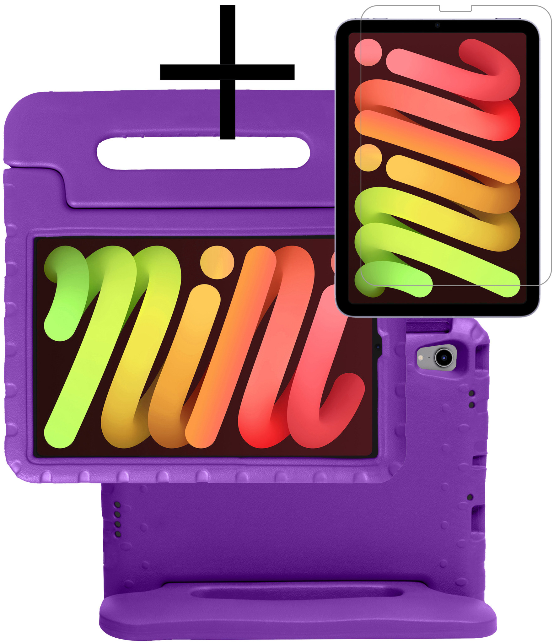 NoXx Hoesje Geschikt voor iPad Mini 6 Hoesje Kinderhoes Shockproof Hoes Kids Case Met Screenprotector - Paars