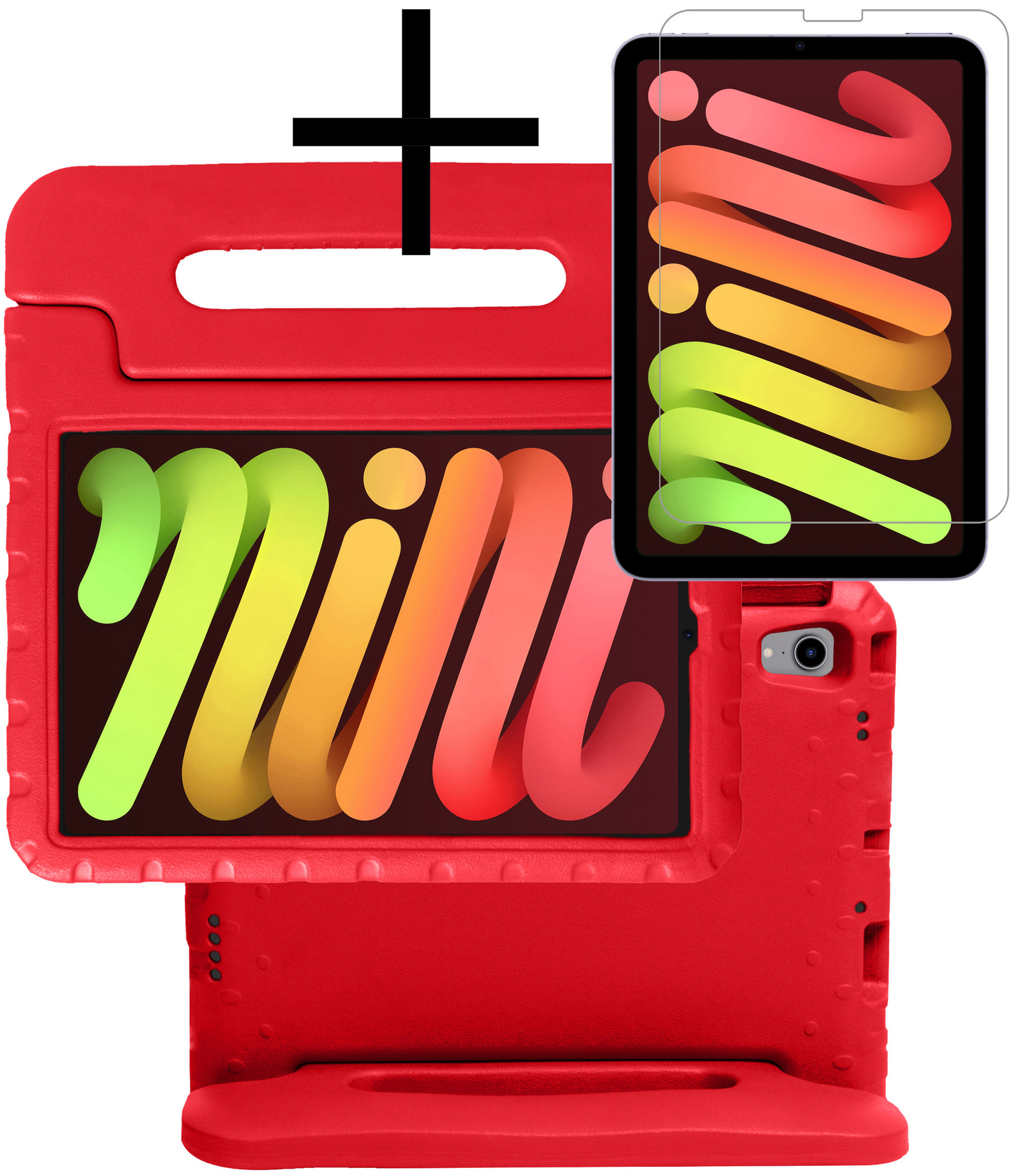 NoXx Hoesje Geschikt voor iPad Mini 6 Hoesje Kinderhoes Shockproof Hoes Kids Case Met Screenprotector - Rood