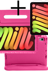NoXx Hoesje Geschikt voor iPad Mini 6 Hoesje Kinderhoes Shockproof Hoes Kids Case Met Screenprotector - Roze