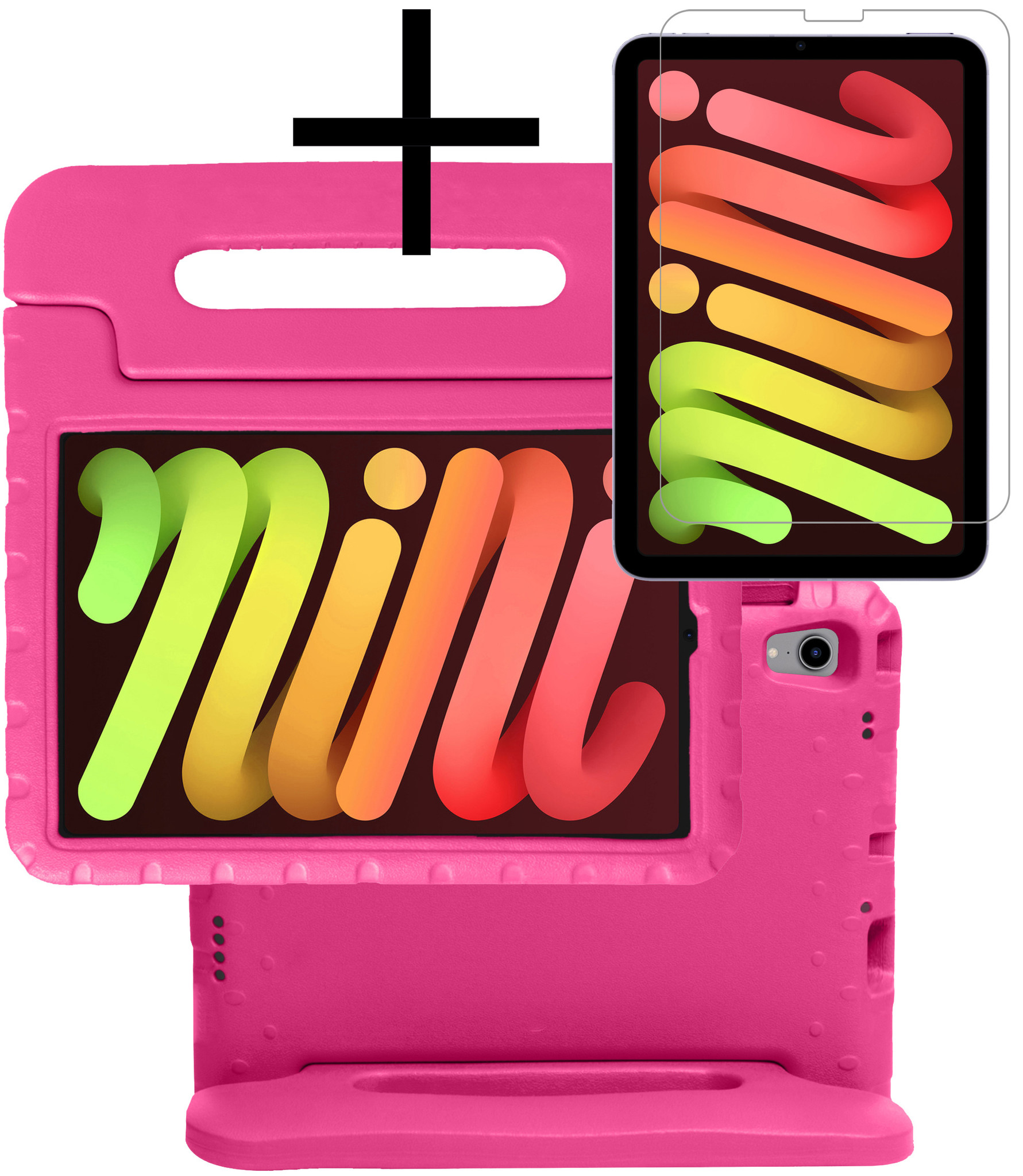 NoXx Hoesje Geschikt voor iPad Mini 6 Hoesje Kinderhoes Shockproof Hoes Kids Case Met Screenprotector - Roze