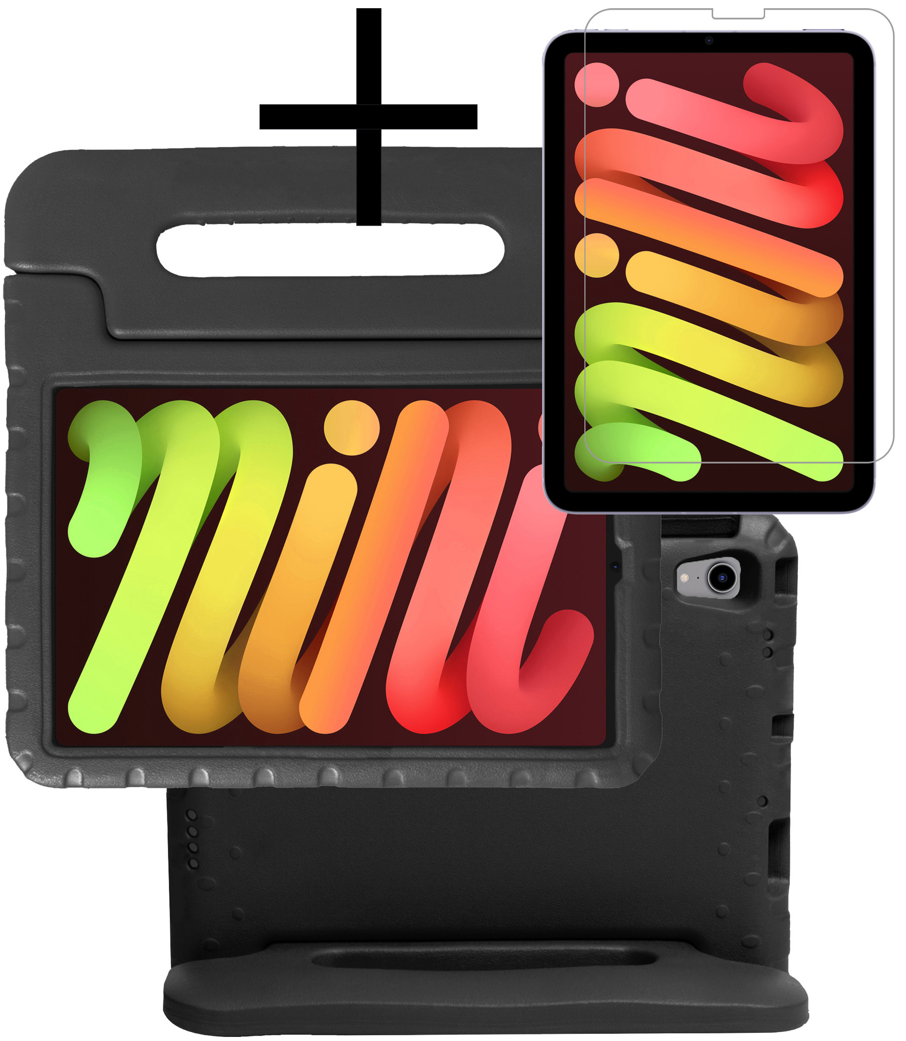 NoXx Hoesje Geschikt voor iPad Mini 6 Hoesje Kinderhoes Shockproof Hoes Kids Case Met Screenprotector - Zwart