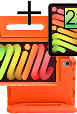 NoXx Hoesje Geschikt voor iPad Mini 6 Hoesje Kinderhoes Shockproof Hoes Kids Case Met 2x Screenprotector - Oranje