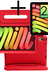 NoXx Hoesje Geschikt voor iPad Mini 6 Hoesje Kinderhoes Shockproof Hoes Kids Case Met 2x Screenprotector - Rood