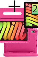 NoXx Hoesje Geschikt voor iPad Mini 6 Hoesje Kinderhoes Shockproof Hoes Kids Case Met 2x Screenprotector - Roze