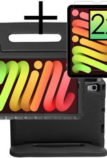 NoXx Hoesje Geschikt voor iPad Mini 6 Hoesje Kinderhoes Shockproof Hoes Kids Case Met 2x Screenprotector - Zwart