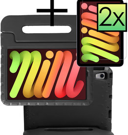 NoXx iPad Mini 6 Kinderhoes Met 2x Screenprotector - Zwart