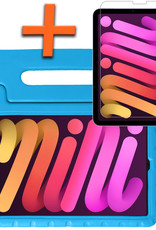 Nomfy Hoes Geschikt voor iPad Mini 6 Hoes Bumper Kindvriendelijk Kids Case Kinderhoes Met Screenprotector - Hoesje Geschikt voor iPad Mini 6 Hoesje Shockproof Cover Hoes - Blauw