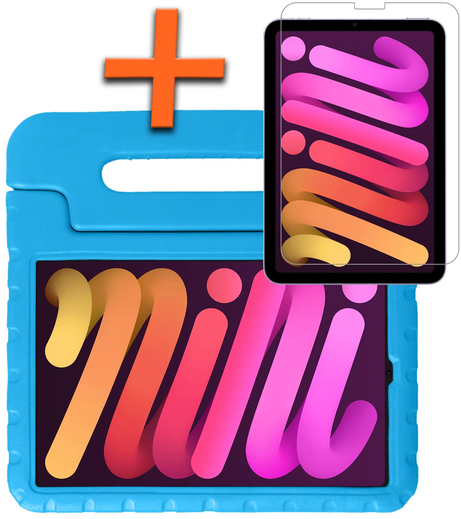 Nomfy Hoes Geschikt voor iPad Mini 6 Hoes Bumper Kindvriendelijk Kids Case Kinderhoes Met Screenprotector - Hoesje Geschikt voor iPad Mini 6 Hoesje Shockproof Cover Hoes - Blauw
