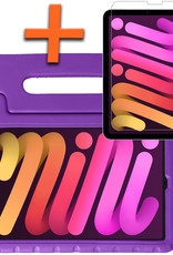 Nomfy Hoes Geschikt voor iPad Mini 6 Hoes Bumper Kindvriendelijk Kids Case Kinderhoes Met Screenprotector - Hoesje Geschikt voor iPad Mini 6 Hoesje Shockproof Cover Hoes - Paars