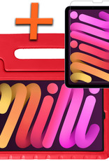 Nomfy Hoes Geschikt voor iPad Mini 6 Hoes Bumper Kindvriendelijk Kids Case Kinderhoes Met Screenprotector - Hoesje Geschikt voor iPad Mini 6 Hoesje Shockproof Cover Hoes - Rood