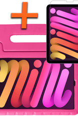 Nomfy Hoes Geschikt voor iPad Mini 6 Hoes Bumper Kindvriendelijk Kids Case Kinderhoes Met Screenprotector - Hoesje Geschikt voor iPad Mini 6 Hoesje Shockproof Cover Hoes - Roze