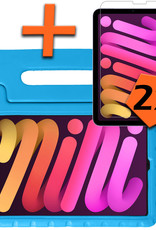 Nomfy Hoes Geschikt voor iPad Mini 6 Hoes Bumper Kindvriendelijk Kids Case Kinderhoes Met 2x Screenprotector - Hoesje Geschikt voor iPad Mini 6 Hoesje Shockproof Cover Hoes - Blauw