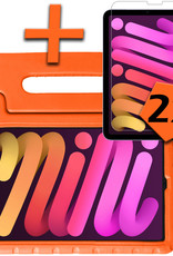 Nomfy Hoes Geschikt voor iPad Mini 6 Hoes Bumper Kindvriendelijk Kids Case Kinderhoes Met 2x Screenprotector - Hoesje Geschikt voor iPad Mini 6 Hoesje Shockproof Cover Hoes - Oranje