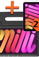 Nomfy Hoes Geschikt voor iPad Mini 6 Hoes Bumper Kindvriendelijk Kids Case Kinderhoes Met 2x Screenprotector - Hoesje Geschikt voor iPad Mini 6 Hoesje Shockproof Cover Hoes - Zwart