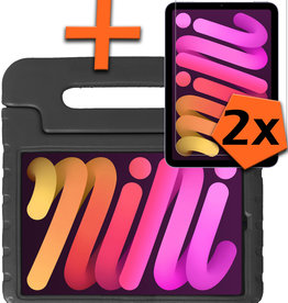 Nomfy Nomfy iPad Mini 6 Kinderhoes Met 2x Screenprotector - Zwart