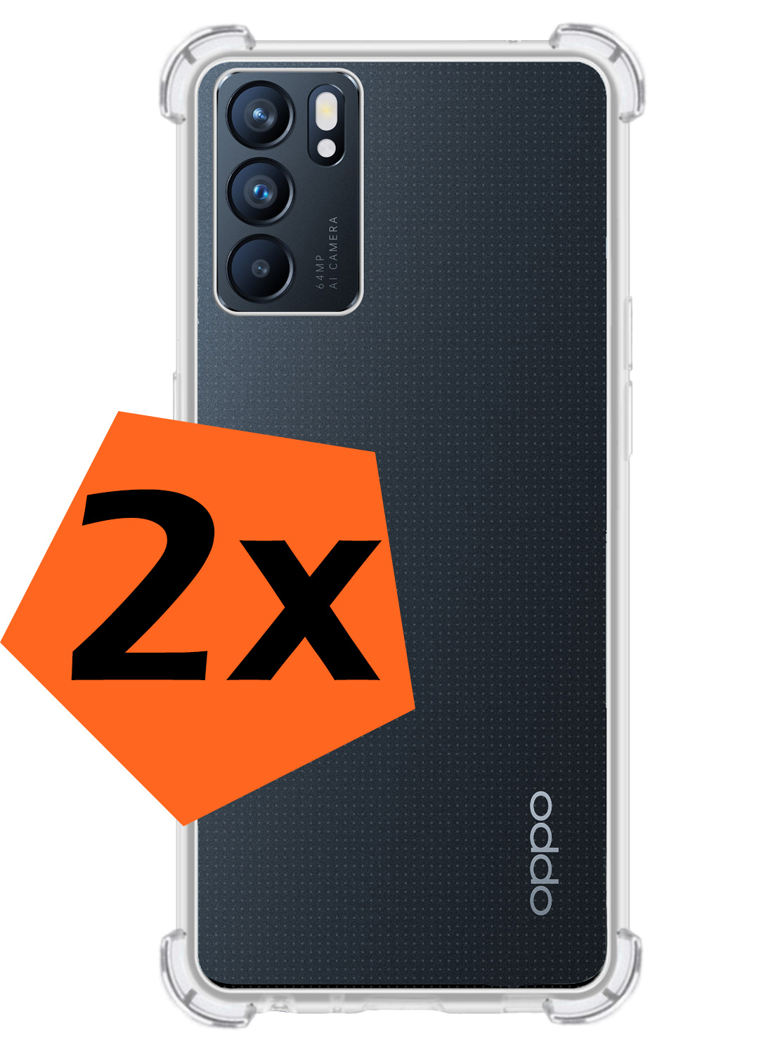 Nomfy Hoesje Geschikt voor OPPO Reno 6 Hoesje Shock Proof Cover Case Shockproof - Hoes Geschikt voor OPPO Reno 6 Hoes Siliconen Back Case - Transparant - 2 PACK