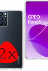 BASEY. Hoes Geschikt voor OPPO Reno 6 Hoesje Siliconen Back Cover Case - Hoesje Geschikt voor OPPO Reno 6 Hoes Cover Hoesje - Transparant - 2 Stuks