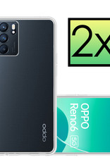 NoXx Hoes Geschikt voor OPPO Reno 6 Hoesje Cover Siliconen Back Case Hoes - Transparant - 2x