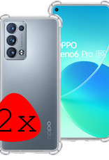 BASEY. Hoes Geschikt voor OPPO Reno 6 Pro Hoesje Shock Proof Case Hoes Siliconen - Hoesje Geschikt voor OPPO Reno 6 Pro Hoes Cover Shockproof - Transparant - 2 Stuks