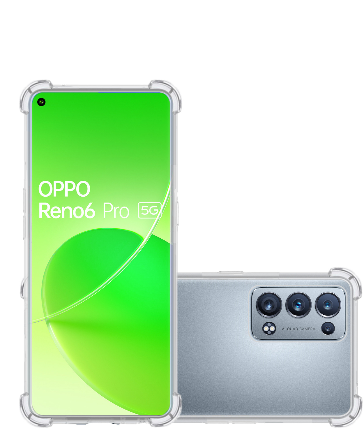 NoXx Hoes Geschikt voor OPPO Reno 6 Pro Hoesje Siliconen Cover Shock Proof Back Case Shockproof Hoes - Transparant