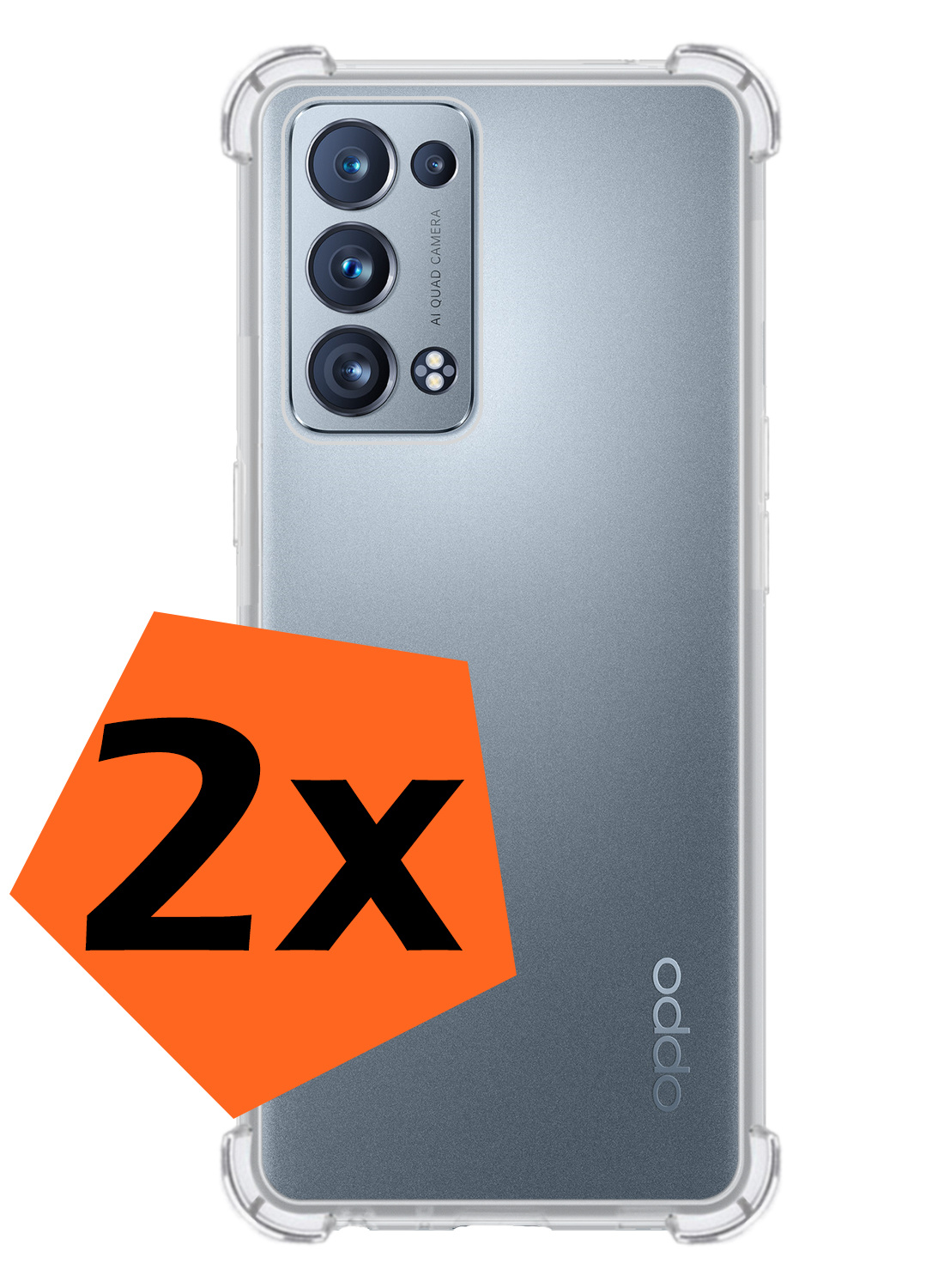 Nomfy Hoesje Geschikt voor OPPO Reno 6 Pro Hoesje Shock Proof Cover Case Shockproof - Hoes Geschikt voor OPPO Reno 6 Pro Hoes Siliconen Back Case - Transparant - 2 PACK
