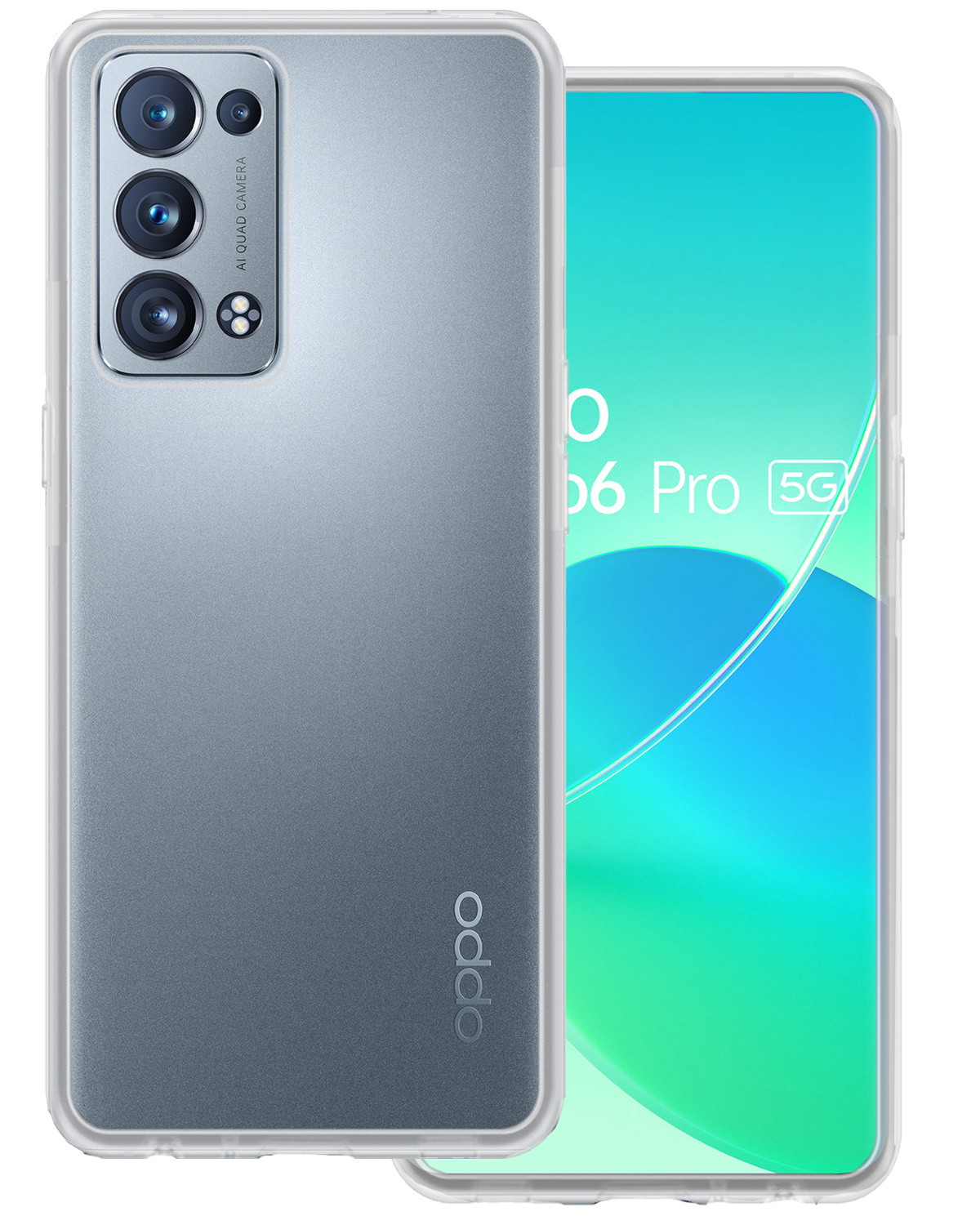 BASEY. Hoes Geschikt voor OPPO Reno 6 Pro Hoesje Siliconen Back Cover Case - Hoesje Geschikt voor OPPO Reno 6 Pro Hoes Cover Hoesje - Transparant