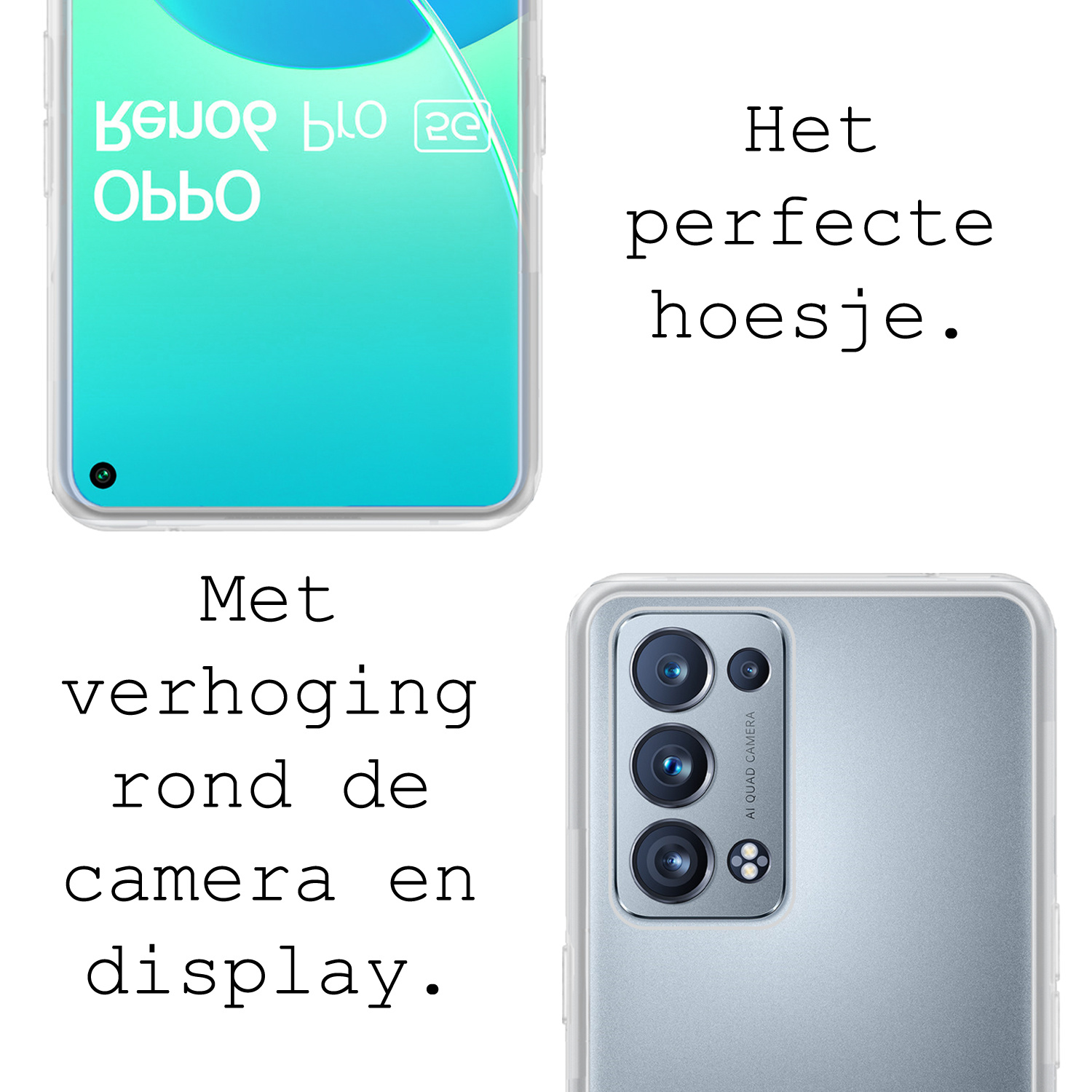 BASEY. Hoes Geschikt voor OPPO Reno 6 Pro Hoesje Siliconen Back Cover Case - Hoesje Geschikt voor OPPO Reno 6 Pro Hoes Cover Hoesje - Transparant - 2 Stuks