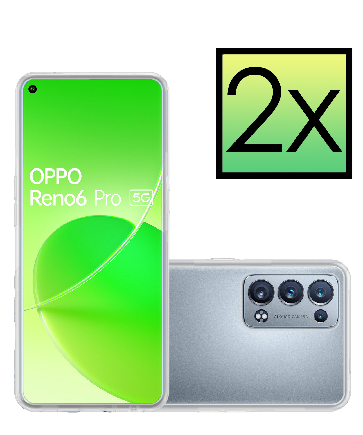 NoXx Hoes Geschikt voor OPPO Reno 6 Pro Hoesje Cover Siliconen Back Case Hoes - Transparant - 2x