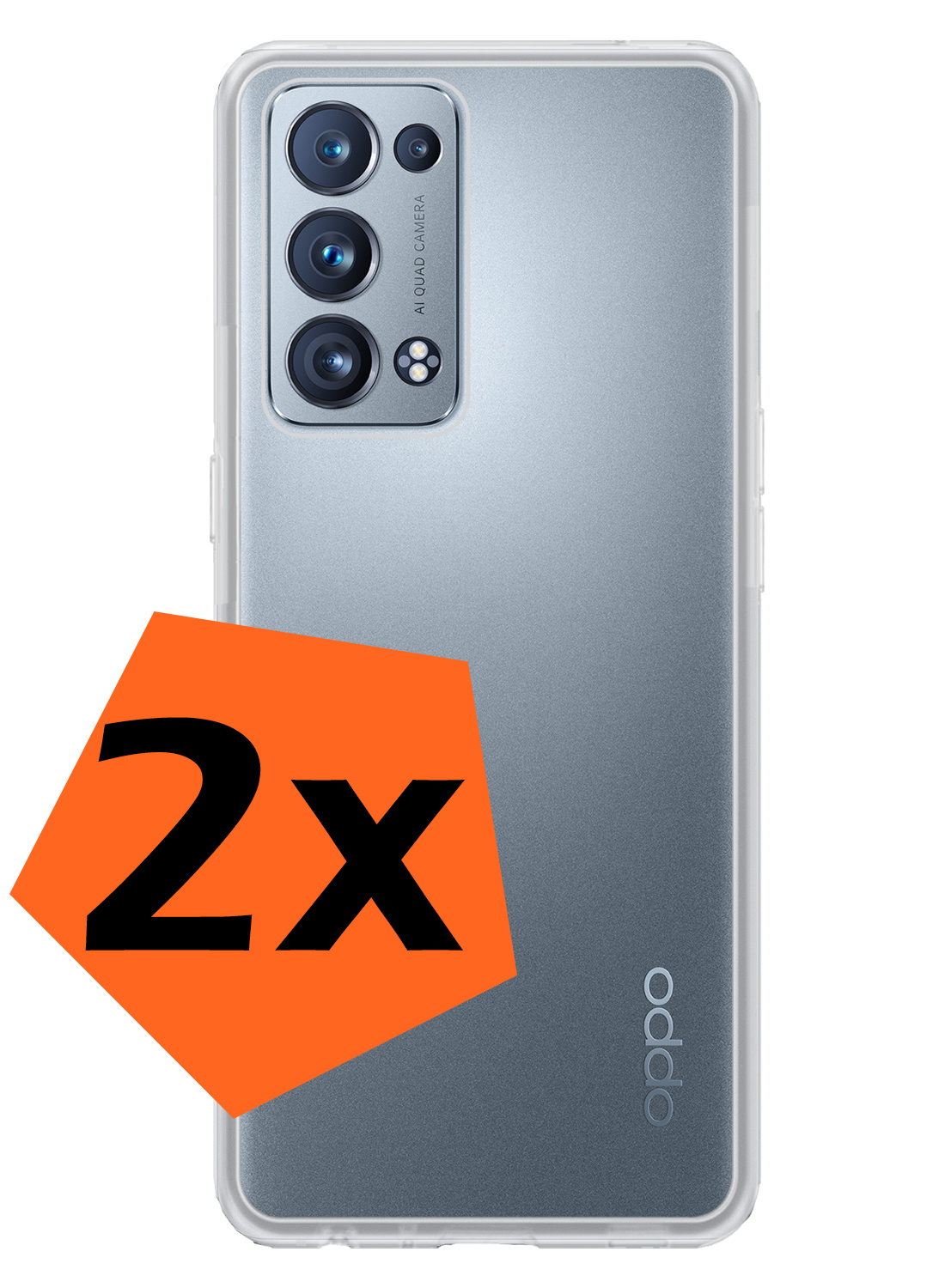 Nomfy Hoesje Geschikt voor OPPO Reno 6 Pro Hoesje Siliconen Cover Case - Hoes Geschikt voor OPPO Reno 6 Pro Hoes Back Case - 2-PACK - Transparant