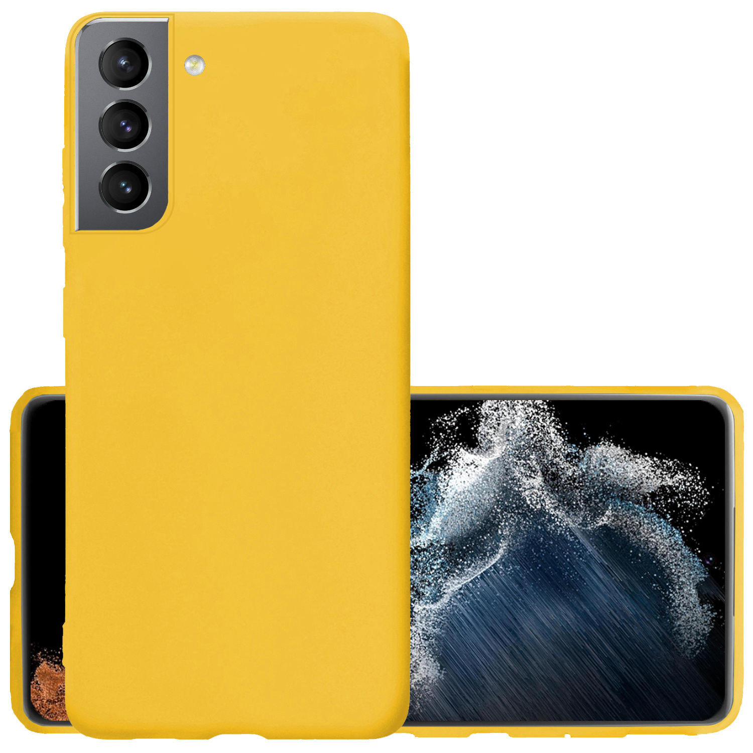 NoXx Hoes Geschikt voor Samsung S22 Hoesje Cover Siliconen Back Case Hoes - Geel