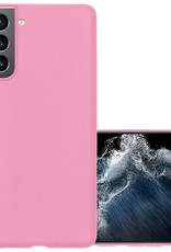 NoXx Hoes Geschikt voor Samsung S22 Hoesje Cover Siliconen Back Case Hoes - Lichtroze