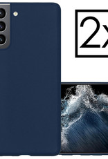 NoXx Hoes Geschikt voor Samsung S22 Hoesje Cover Siliconen Back Case Hoes - Donkerblauw - 2x