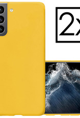 NoXx Hoes Geschikt voor Samsung S22 Hoesje Cover Siliconen Back Case Hoes - Geel - 2x