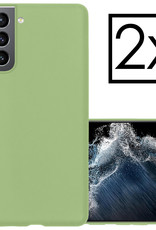 NoXx Hoes Geschikt voor Samsung S22 Hoesje Cover Siliconen Back Case Hoes - Groen - 2x