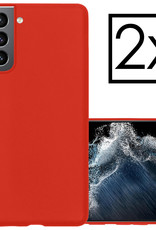 NoXx Hoes Geschikt voor Samsung S22 Hoesje Cover Siliconen Back Case Hoes - Rood - 2x