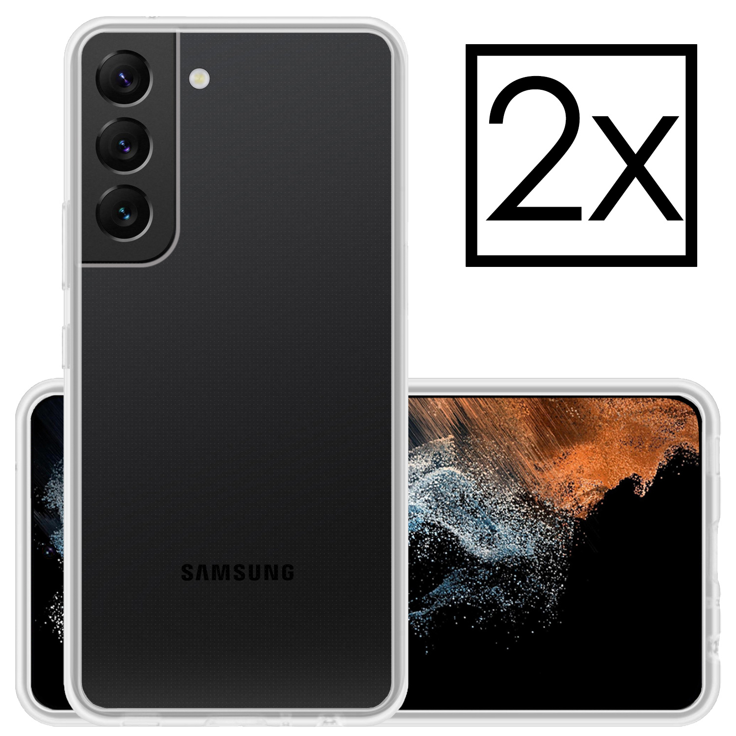 NoXx Hoes Geschikt voor Samsung S22 Hoesje Cover Siliconen Back Case Hoes - Transparant - 2x