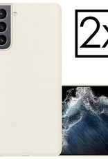 NoXx Hoes Geschikt voor Samsung S22 Hoesje Cover Siliconen Back Case Hoes - Wit - 2x