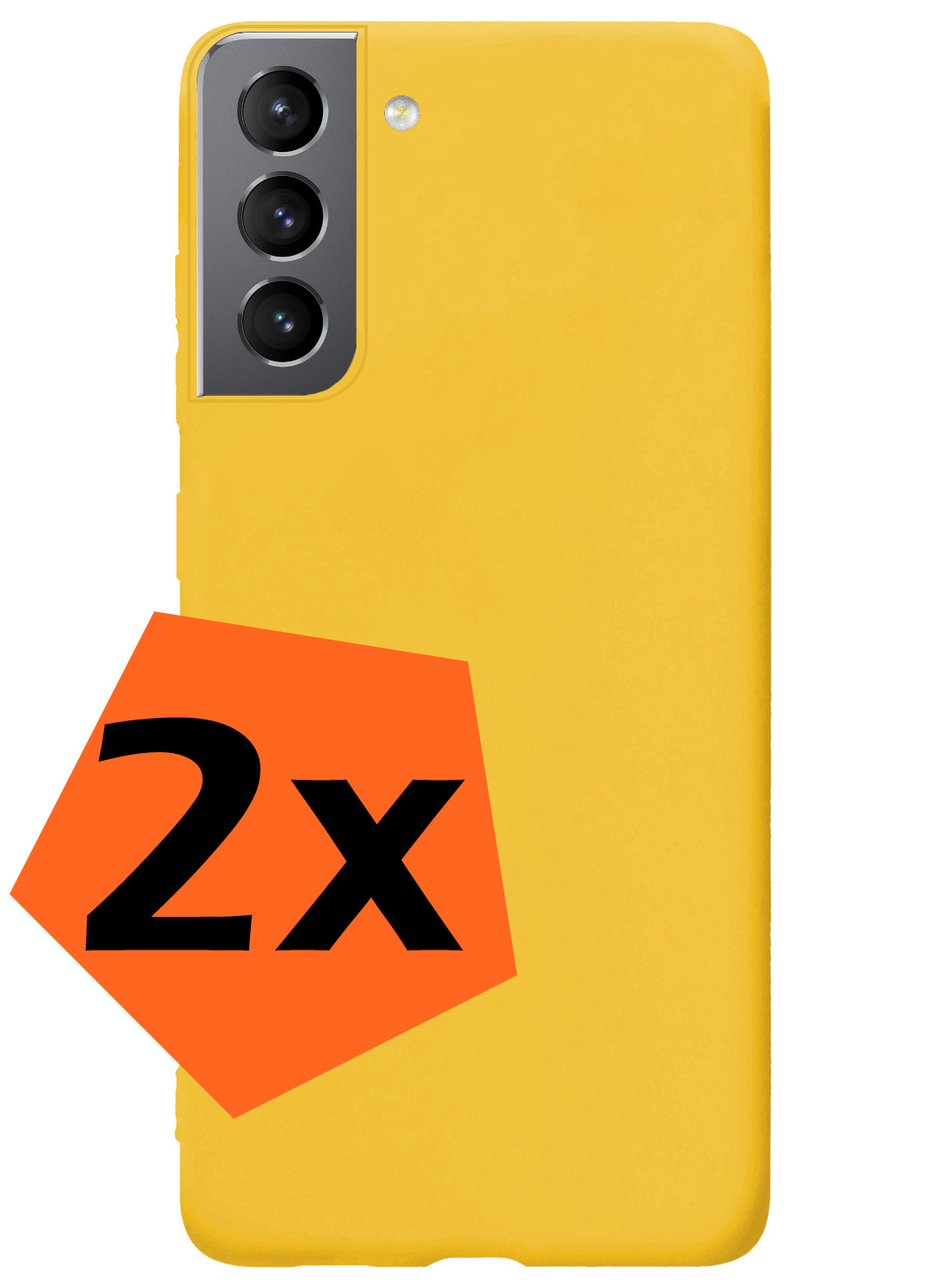Nomfy Hoesje Geschikt voor Samsung S22 Hoesje Siliconen Cover Case - Hoes Geschikt voor Samsung Galaxy S22 Hoes Back Case - 2-PACK - Geel