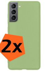 Nomfy Hoesje Geschikt voor Samsung S22 Hoesje Siliconen Cover Case - Hoes Geschikt voor Samsung Galaxy S22 Hoes Back Case - 2-PACK - Groen