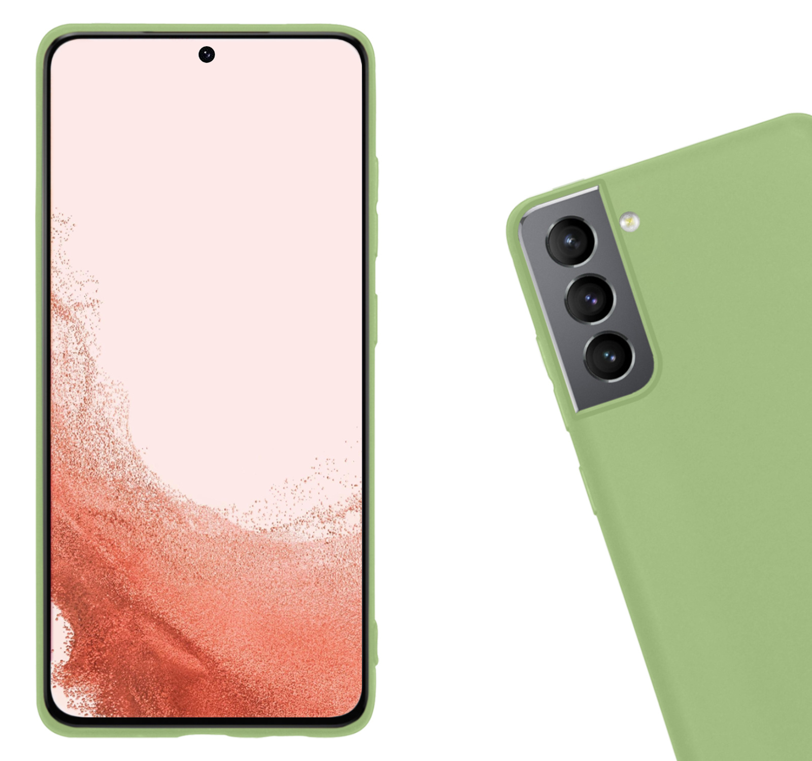 Nomfy Hoesje Geschikt voor Samsung S22 Hoesje Siliconen Cover Case - Hoes Geschikt voor Samsung Galaxy S22 Hoes Back Case - 2-PACK - Groen