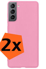 Nomfy Hoesje Geschikt voor Samsung S22 Hoesje Siliconen Cover Case - Hoes Geschikt voor Samsung Galaxy S22 Hoes Back Case - 2-PACK - Lichtroze