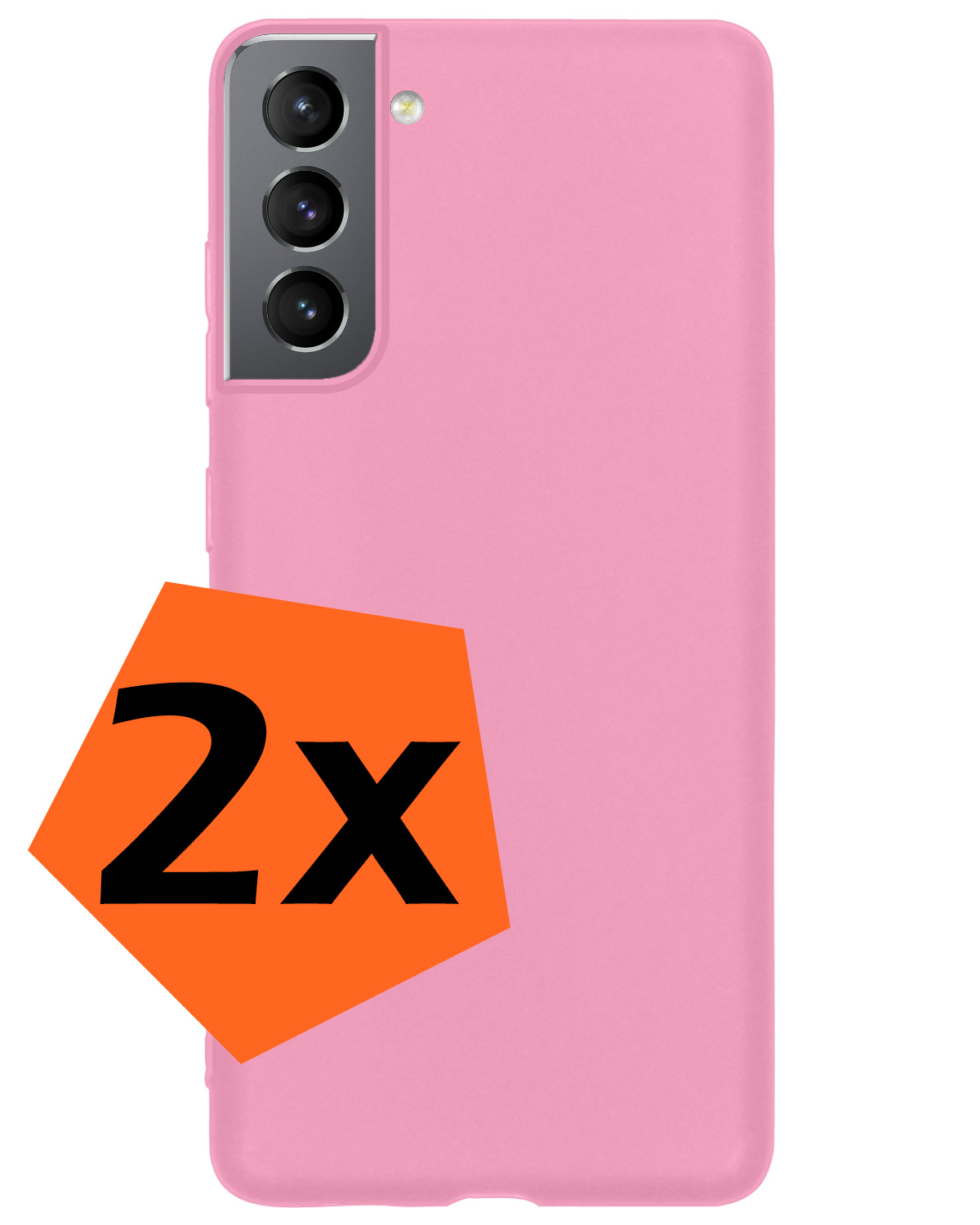 Nomfy Hoesje Geschikt voor Samsung S22 Hoesje Siliconen Cover Case - Hoes Geschikt voor Samsung Galaxy S22 Hoes Back Case - 2-PACK - Lichtroze