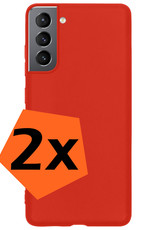 Nomfy Hoesje Geschikt voor Samsung S22 Hoesje Siliconen Cover Case - Hoes Geschikt voor Samsung Galaxy S22 Hoes Back Case - 2-PACK - Rood