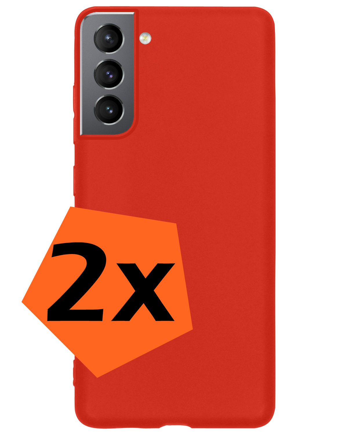 Nomfy Hoesje Geschikt voor Samsung S22 Hoesje Siliconen Cover Case - Hoes Geschikt voor Samsung Galaxy S22 Hoes Back Case - 2-PACK - Rood