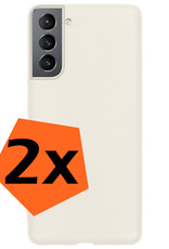 Nomfy Hoesje Geschikt voor Samsung S22 Hoesje Siliconen Cover Case - Hoes Geschikt voor Samsung Galaxy S22 Hoes Back Case - 2-PACK - Wit