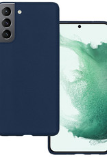 BASEY. Hoes Geschikt voor Samsung S22 Hoesje Siliconen Back Cover Case - Hoesje Geschikt voor Samsung Galaxy S22 Hoes Cover Hoesje - Donkerblauw